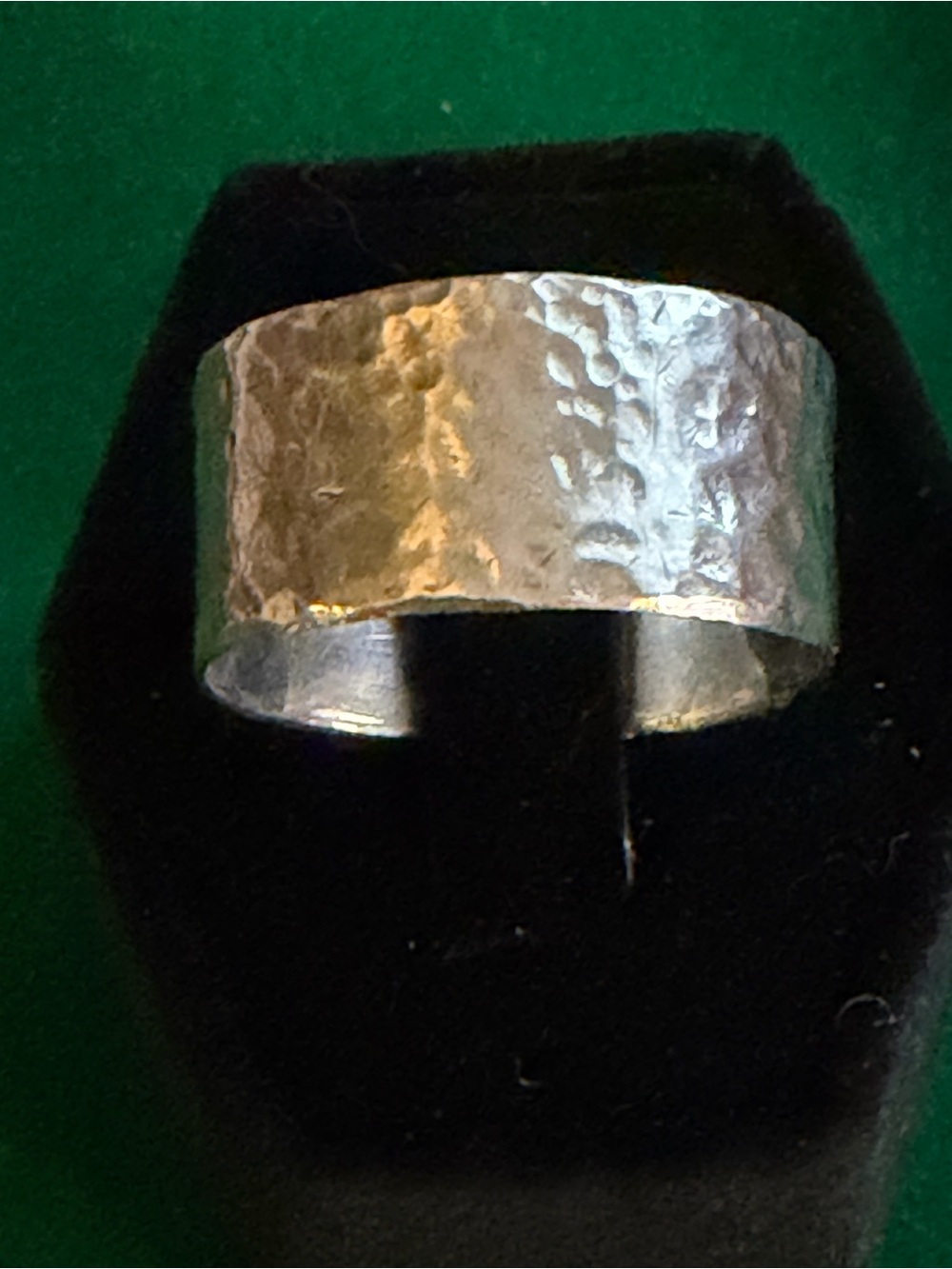Sterling Silver Hammered Wide Band Ring Size 12.5-13 Artisan Modernist 5.6g